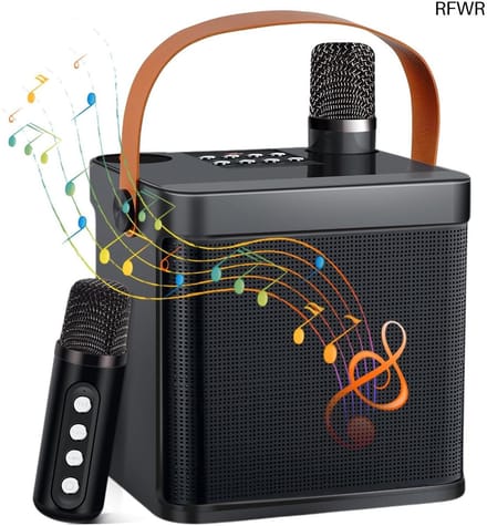 RFWR® Draadloze Karaoke Machine met 2 Microfoons en Bluetooth Luidspreker