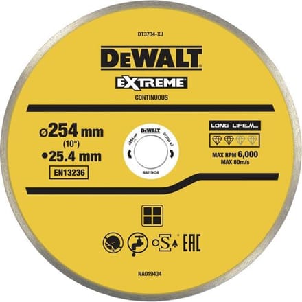 DEWALT DT3734-XJ DT3734-XJ Diamanten doorslijpschijf Diameter 250 mm Boordiameter 25.40 mm Metselwerk 1 stuk(s)