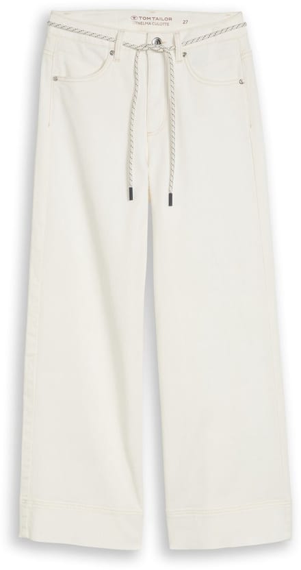 Tom Tailor - TTNELMA CULOTTE-jeans met strikceintuur - Maat 31/28 - White Denim