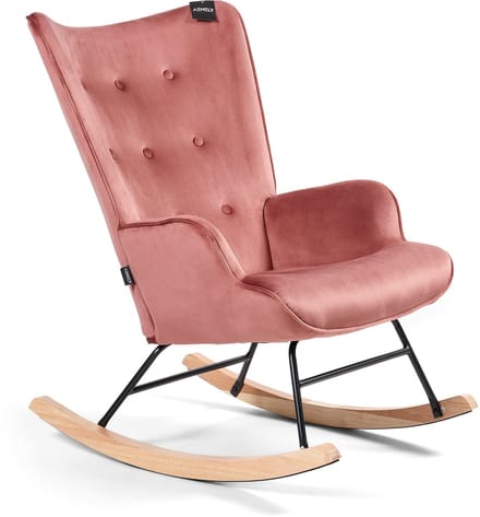Aemely® Schommelstoel 'Steerne' - Roze Velvet, Blank Hout
