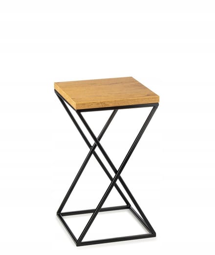 Industriële Plantenstandaard 40cm Zwart met Eikenblad