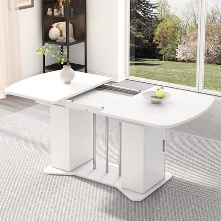Sweiko Uitschuifbare Eettafel - 120/160 x 80 cm - Opbergruimte - Voor 4-6 personen - Wit