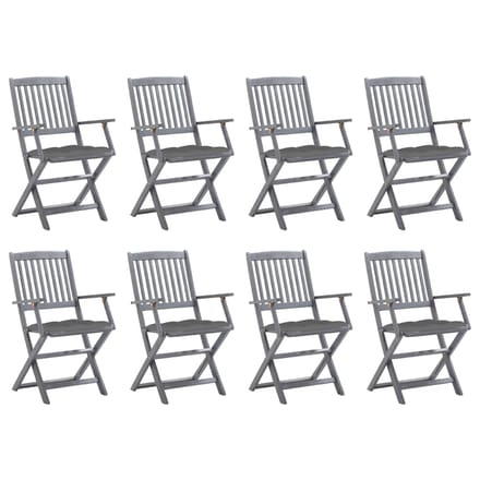 vidaXL - Inklapbare - stoelen - 8 - st - met - kussens - massief - acaciahout