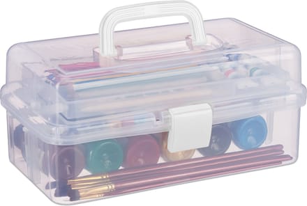 Opbergbox - 9 vakken - naaidoos - gereedschapskist - transparant-wit