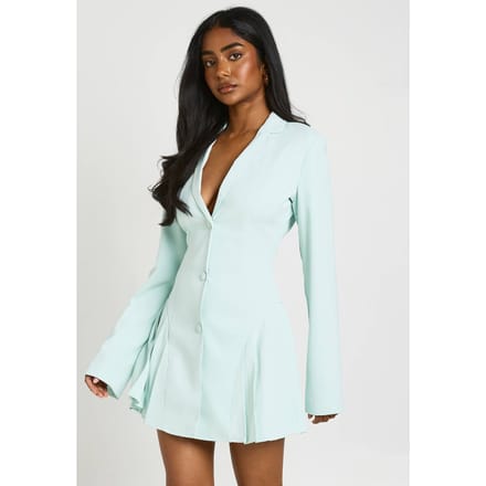 boohoo Dames Getailleerde Gestructureerde Blazerjurk Met Geplooid Rokdeel En Geaccentueerde Taille | Verstandig | Maat: 40