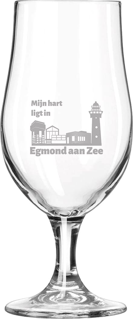 Gegraveerde bierglas op voet 49cl Egmond aan Zee