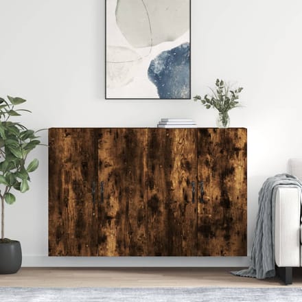 vidaXL - Hangkasten - 2 - st - bewerkt - hout - gerookt - eikenkleurig