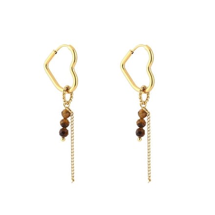 Bijoutheek Oorringen Open Hart Kraaltjes Tiger Eye