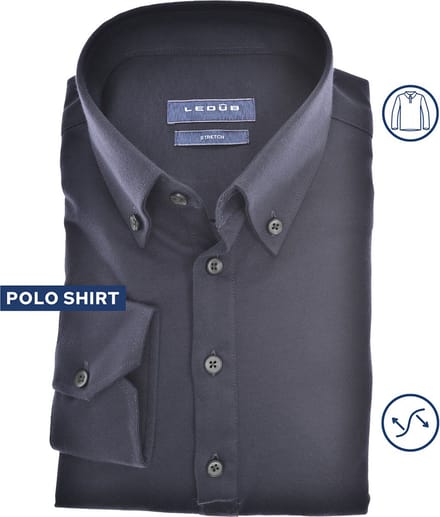 Ledûb slimfit polo jersey donkerblauw
