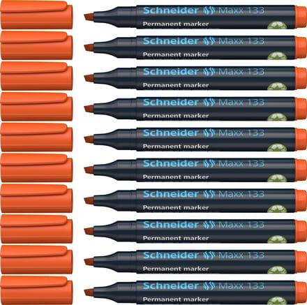 Schneider permanent marker - Maxx 133 - beitelpunt - oranje - 10 stuks - S-113306-10