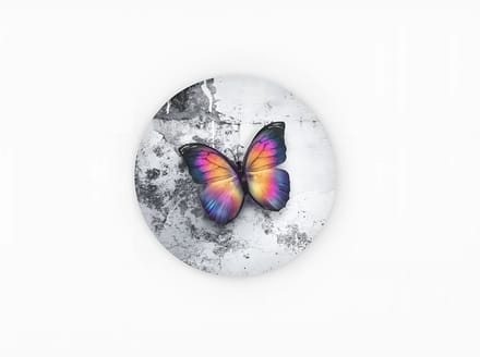 Rond Schilderij - Vlinder - Muurcirkel op Dibond - Wall Art - 100 cm