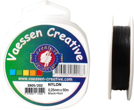 Hobby binddraad - zwart - 50 meter - dikte 0,25 mm - nylon - sieradendraad - nylon draad op rol