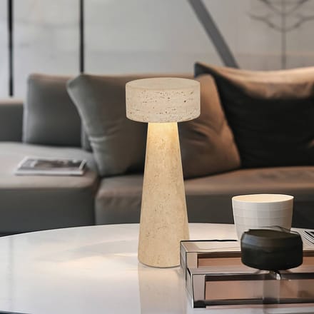 Viokef LED tafellamp Serenity, beige, hoogte 31 cm, steen