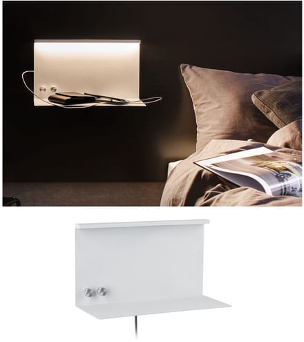 LED-wandlamp Jarina USB C 3000K 600lm / 600lm 230V 4,5W / 1,6W dimbaar Wit mat