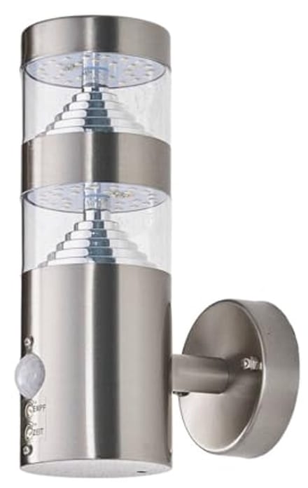 LED wandlamp buiten met bewegingssensor in modern design van roestvrij staal