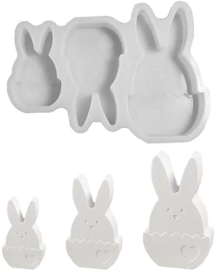 Set van 3 Silicone Vormpjes voor Pasen - Eitjes en Konijnen