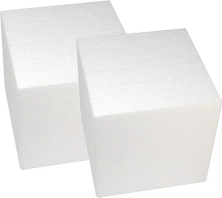 Rayher hobby Piepschuim vormen/figuren kubus - Set van 4x stuks - wit - 20 x 20 cm - knutselen artikelen