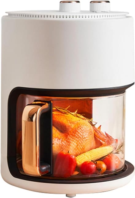 Heteluchtfriteuse - Airfryer Visueel Glas - Gezond Frituren - Grote Capaciteit - 5 Liter - Wit