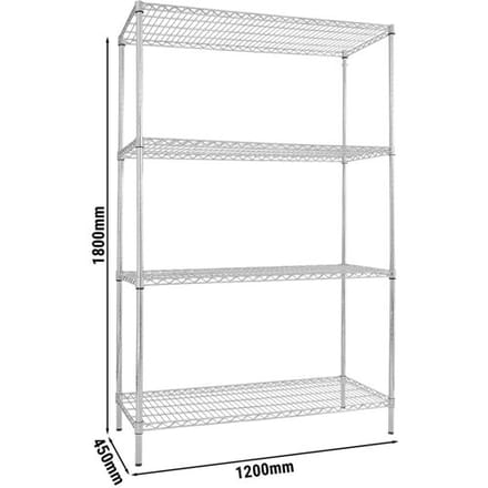 GGM Gastro Stahlregal - 1200x450mm - 4 Ablagen - Chrom