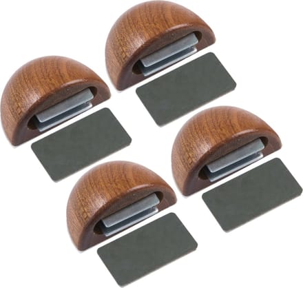 AMIG Deurstop/deurmagneet - 4x - D48mm - zelfklevend - mahonie - kunststof