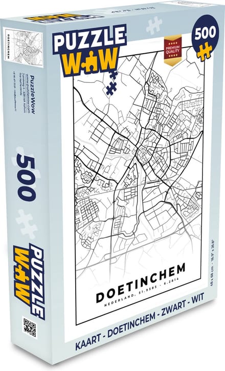 Puzzel Kaart - Doetinchem - Zwart - Wit - Legpuzzel - Puzzel 500 stukjes