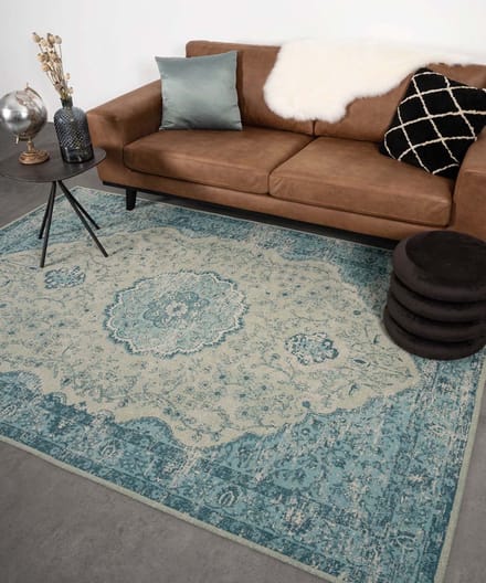 Vintage vloerkleed - Village grijs/blauw 200x290