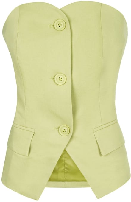 Gevormde Polyester Mouwloze Top met Knoopdetail - Groen - Maat M