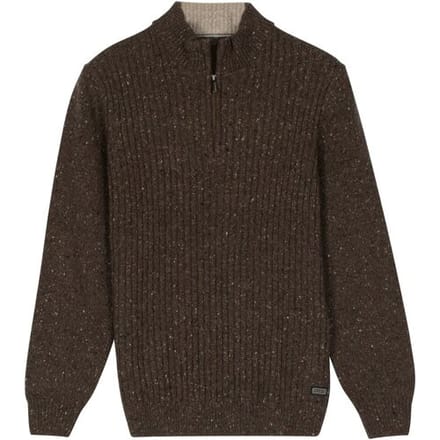 Baileys Trui Half Zip Front Structure Knit Donker Taupe / male