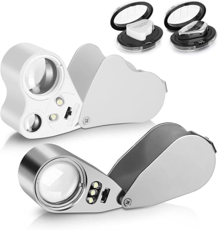 Loep Vergrootglas met LED en UV-Licht - Draagbare Vergrootglazen 30X, 40X, 60X - 2 Stuks