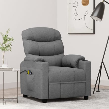 vidaXL - Massagestoel - elektrisch - stof - lichtgrijs