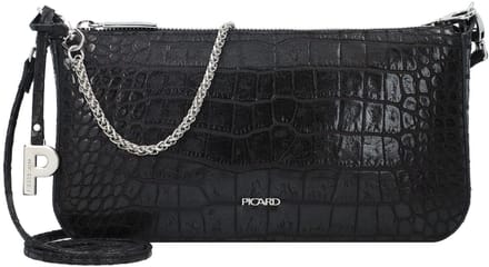 PICARD Leren Schoudertas Auguri Shoulderbag Croco Black Zwart