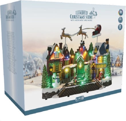 Christmas Decoration Kerstdorp kerst tafereel - huis - led verlichting en beweging