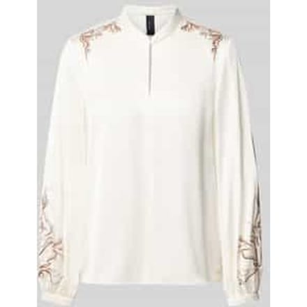 Blouse van viscosemix met druppelvormige hals en stitchings
