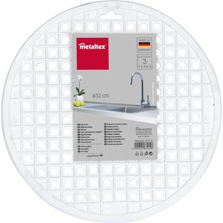 Metaltex - Gootsteenmat Rond - Gootsteenzeil - 32 cm - PVC - Wit