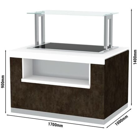 GGM Gastro Buffettheke PRAG - 1700mm - mit Warmhalteplatte Bruin / Wit