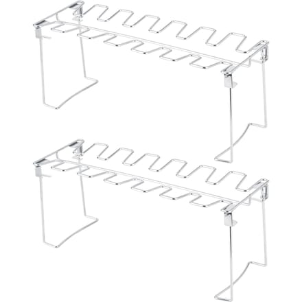 2 pièces Acier Inoxydable Support Grille pour Ailes de Poulet et Pilons Pliable Barbecue Four Rôtissoire white