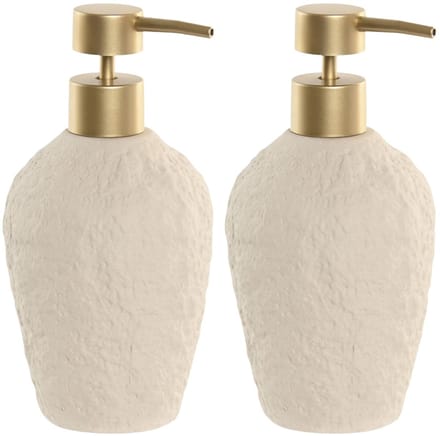 Atmosphera Zeeppompje/dispenser - 2x - beige - ABS / Polystone - 8 x 18 cm - natuurlijke look