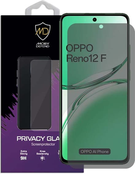MobyDefend Screenprotector - Geschikt voor Oppo Reno12 F - HD Privacy Glass Screensaver