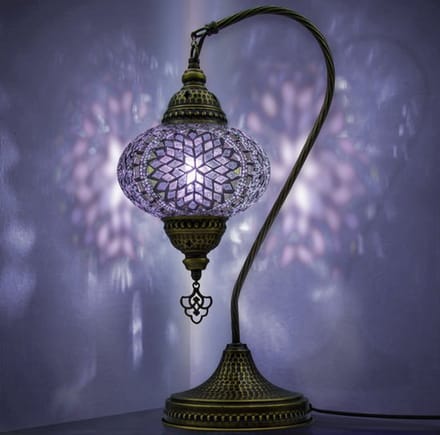 VALVELLO Mozaiek Lamp - Handgemaakte Nachtlamp - 1 stuk - Paars met Messing Basis