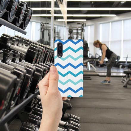 Xiaomi Mi 9 Hoesje met Magneet Zigzag Blauw