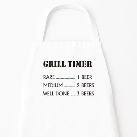 BBQ Keukenschort "Grill Timer" | Grappig Kerstcadeau & Sinterklaas | Wit