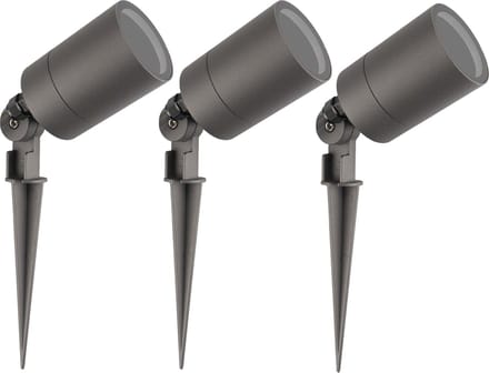 Ledvion - 3X LED Prikspots - Antraciet - IP65 - 5W - GU10 - 2M