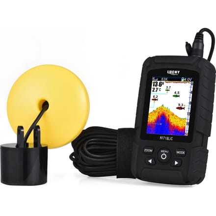 Draagbare visvinder Handheld bekabelde visdieptemeter Sonartransducer voor bootkajakvissen zwart