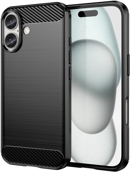 Mobiq Carbon Look Hoesje geschikt voor iPhone 16 Plus - Flexibele TPU Case