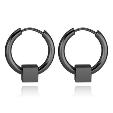 Stalen oorringen Flexible Square Black-16mm