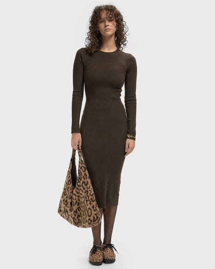 WMNS RIB LONG SLEEVE DRESS