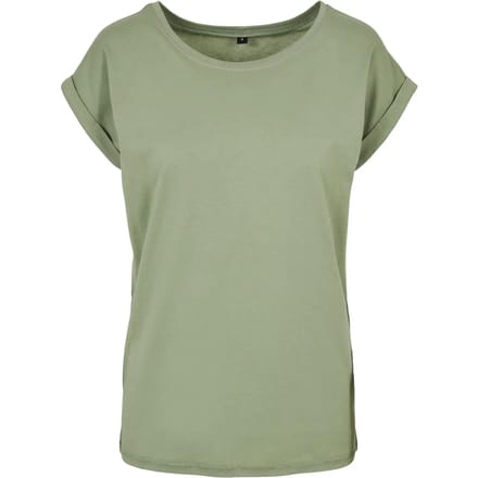 Build Your Brand - Extended Shoulder Dames T-shirt - Magic Salvia maat S