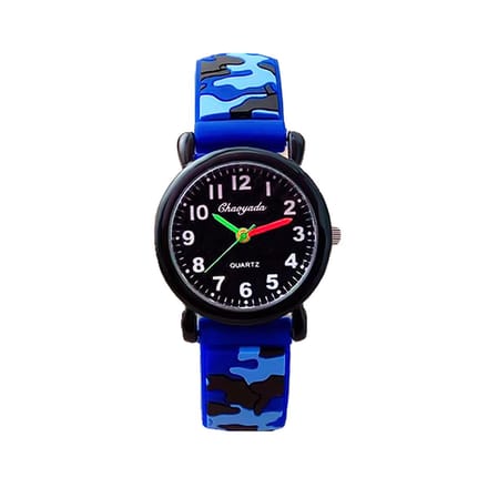 Army Kinderhorloge 3D - Blauw | Camouflage/Leger | Kunststof/Siliconen