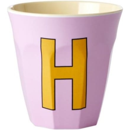 Rice melamine beker medium letter h roze