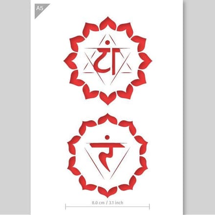 QBIX Manipura & Anahata Chakra Sjabloon A5 Formaat Kunststof - Chakra diameter is 8cm